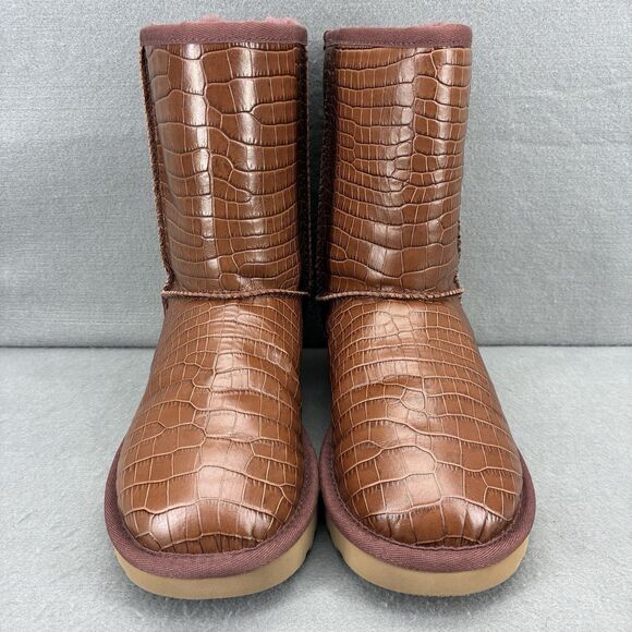 Ugg Classic Short Croco Spice Glossy Leather Women Boot Size 6 US S/N 1012900 - Picture 2 of 11